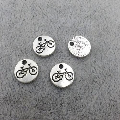 Top Quality 100 Pieces/lot 10mm Antique Silver Plated Alloy Metal Diy Bike Tag Charms Bicycle Charm For Jewelry Making