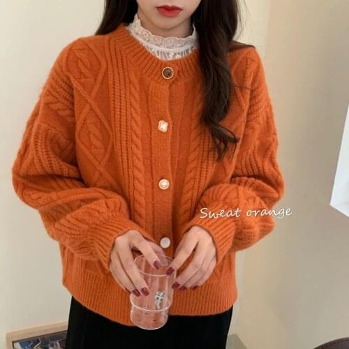 Korean Fashion Kintted Cardigan Sweater Women Autumn O-Neck Long Sleeve Loose Sweater Jacket Oversized Female Warm Causal Coat