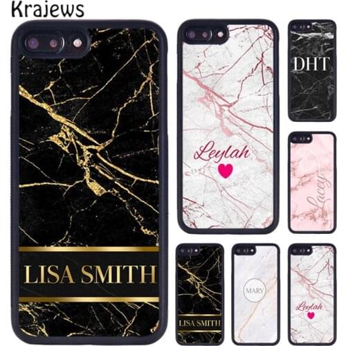 Krajews PERSONALISED MARBLE Gold CUSTOM NAME INITIALS Phone Case For iPhone 7 8 plus 11 12 Pro X XR XS Max Samsung S7 S8 S9 S10