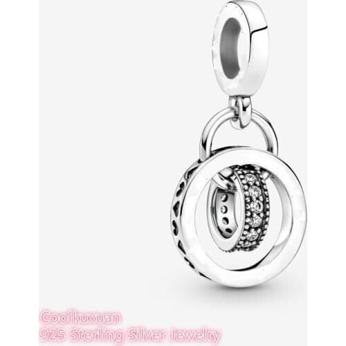 Fits Pandora bracelets 2021 Autumn Signature Original 100% 925 Sterling Silver Logo Circles Dangle Charm beads Jewelry Making