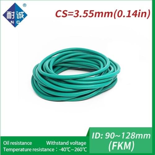 1PC/lot Rubber Ring Green FKM O ring Seals Thickness 3.55mm ID90/92.5/95/97.5/100/118/128mm Rubber O-Rings Fuel Washer