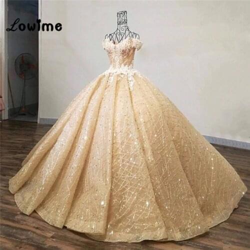 Luxury Off The Shoulder Puffy Prom Dresses 2018 New Couture Arabic Evening Gown Vestidos Ball Gown Applique Formal Party Dresses