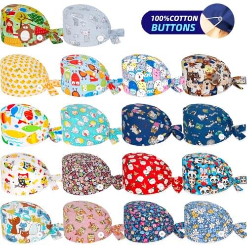 Scrub Cap Women Biological science researcher work hat Pet Work nursing Hats Tieback Sweatband Washable Durable SPA Salon Cap