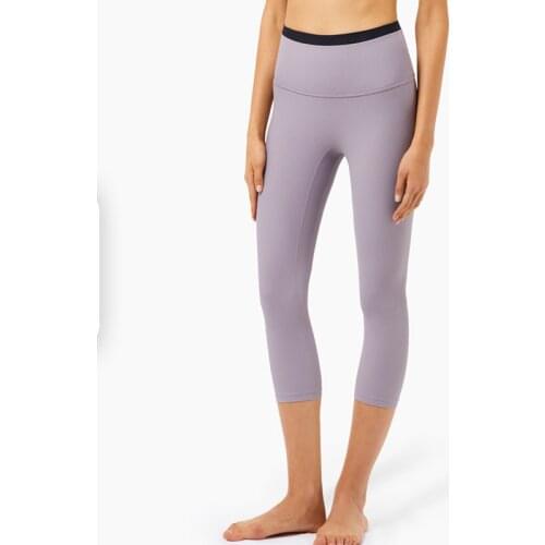 High waist sports fitness seven-point pants yoga women Gym Workout Running Tights No Camel Toe Capris High Elastic Leggings