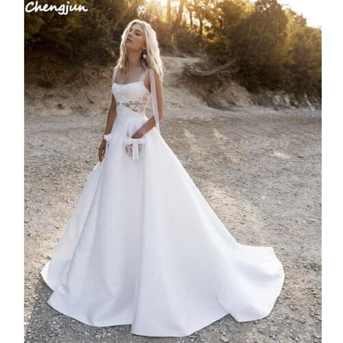 Chengjun Ukraine Maxi Ball Gown Bridal Satin Wedding Dress
