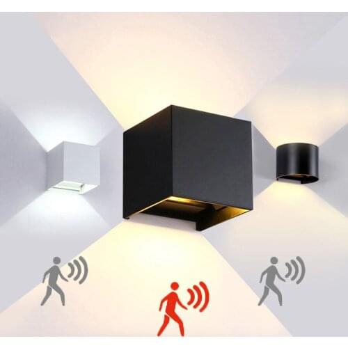 Thrisdar 10W PIR Motion Sensor Outdoor LED Wall Light Waterproof IP65 Cube Porch Garden Wall Light Front Door Balcony Wall Light