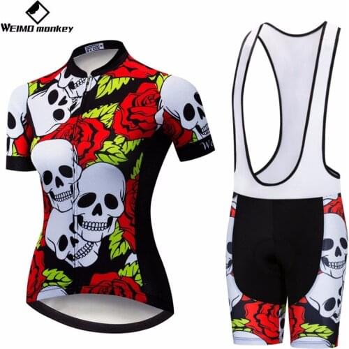 Weimomonkey Cycling Set 2019 Bike Jersey Shorts summer road Bike Clothing MTB Bicycle Top bottom Maillot Ropa Ciclismo red Skull