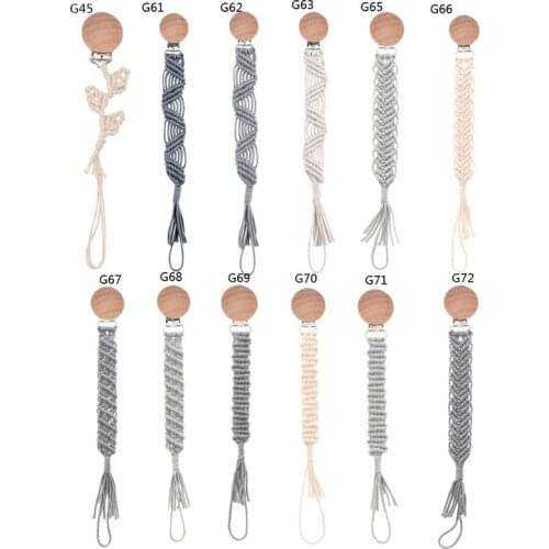 Baby Pacifier Clips Woven Cotton Rope Pacifier Chain Infant Nipple Soother Chain Clips Dummy Holder Nipple Clip