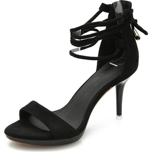 Summer New Ultra High Heel Sandals Female 2019 Stiletto Small Fresh Pink Black Cross Straps Open Toe Tide Shoes