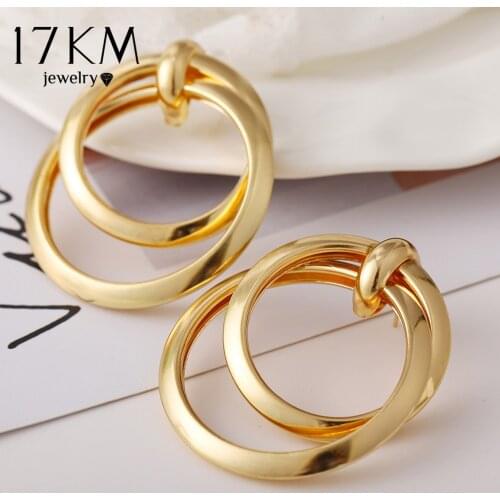 17KM Fashion Oversize Gold Dangle Drop Earrings For Women 2019 New Vintage Round Twisted Knot Earring Statement Love Jewelry