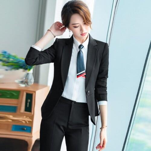 Ladies suit autumn new fashion long-sleeved temperament Slim overalls trousers suit temperament womens two-piece suit