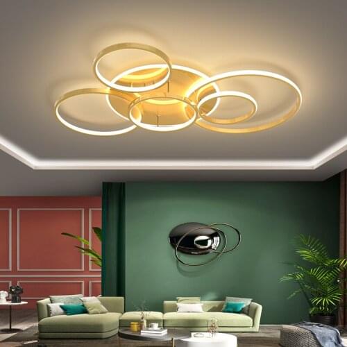 Gold Black Circle Modern LED Chandelier Lighting For Living Study Room Dimmable Indoor Lamps Foyer Lustres Lampadario Luminaire