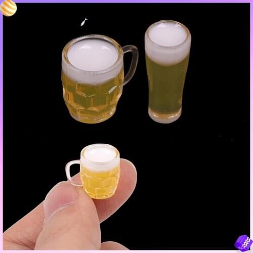 1/2Pcs 1:12 Scale Dollhouse Miniature DIY Parts Transparent Goblet Mini Wine Beer Cup Craft Home Decoration Plastic Glass Model