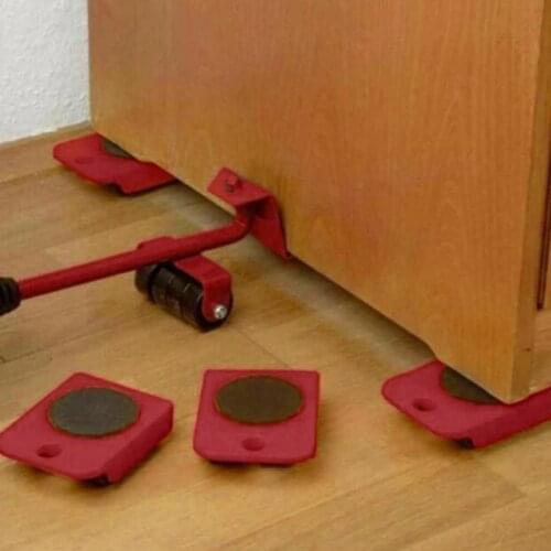 1pc 10x8cm Furniture Lifter Heavy Professional Roller Move Tool Set Wheel Bar Mover Sliders Transporter Trolley For 200kg/440Lbs