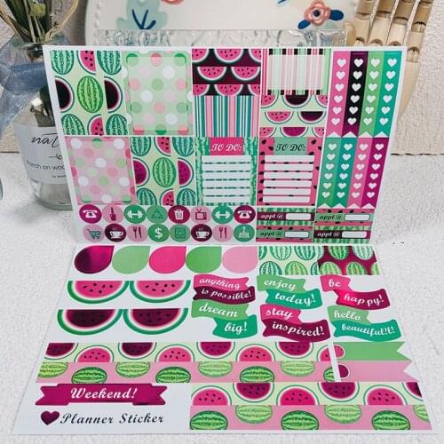 Panalisacraft 2 sheets Watermelon Planner Stickers Foil Sticker for Scrapbooking DIY Projects/Photo Album/Card Making Crafts