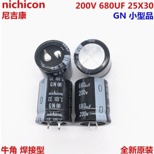 2PCS/10PCS 680uf 200v Nichicon GN 25x30mm 200V680uF Snap-in PSU Capacitor