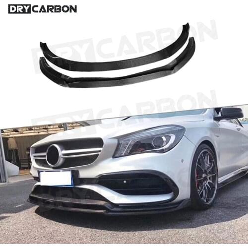For Benz CLA Class W117 CLA45 AMG Facelift 2016-2019 Carbon Fiber Front Bumper Lip Spoiler 2Pcs/Set Chin Guard Car Body Kit