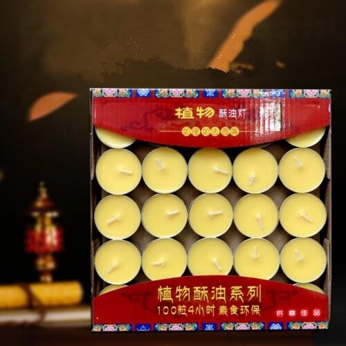 2 Colors Butter Lamps 4 Hours, 100pcs/box Smokeless Butter Candles for Light Buddha Lamp for Dropping Shipping
