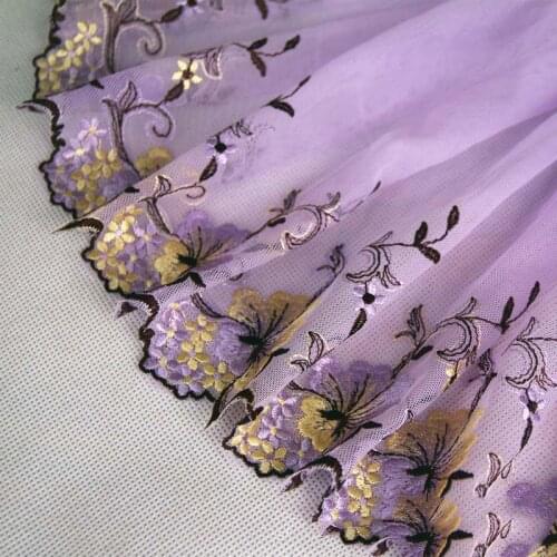 20Yards Purple Red Soft Net Embroidery Lace Fabric Mesh Polyester Apparel Trims Accessories Handmade DIY Headwear High Quality