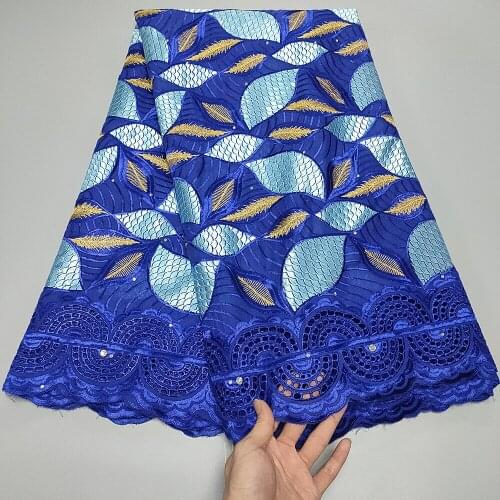 2021 Latest French 100% Cotton Lace Embroiderey High Quality African Nigeria Cotton Lace Fabric 5Yards For Fashion Dress A1621