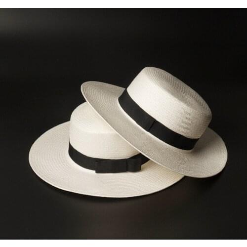 202106-HH7308 new summer handmade paper milk white classic fedoras cap men women leisure panama jazz hat