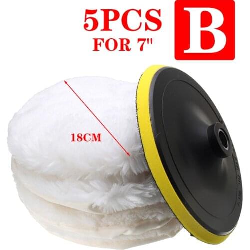 5pcs/set 7 Inch 180mm Wool Buffing Wheel Pad Detailing Polishing Buffer Pad Car Polisher Abrasive Tool Car Body Polishing Discs