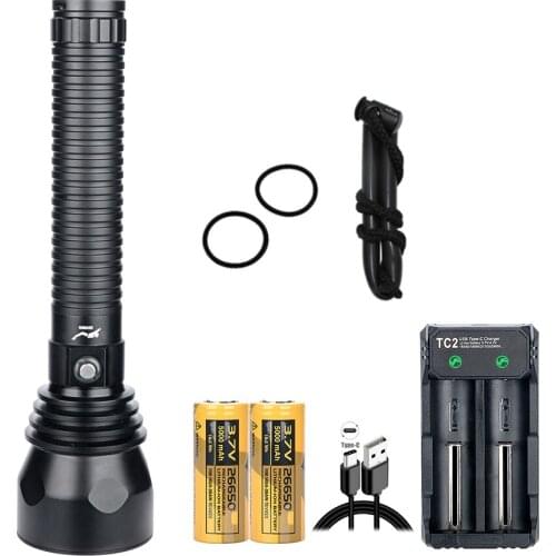 6800LM Professional P70 White/Yellow LED Stepless Dimming Waterproof Diving Flashlight 100M Diver Light LED Underwater Torch