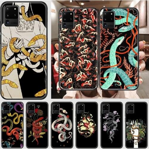 Flower snake Phone case For Samsung Galaxy Note 4 8 9 10 20 S8 S9 S10 S10E S20 Plus UITRA Ultra black luxury Etui trend bumper