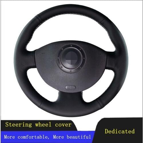 Car Steering Wheel Cover Black Hand-stitched Genuine Leather For Renault Megane 2 2002-2009 Kangoo (ZE) 2008- 2013 Scenic 2 2003