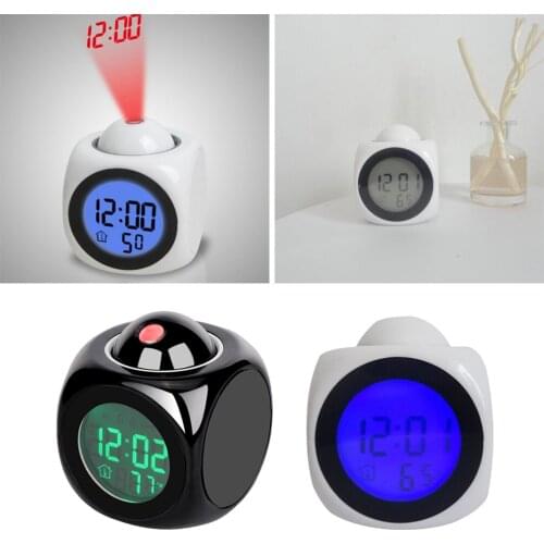 Digital Alarm Clock LED Wall/Ceiling Projection LCD Voice Talking Temperature