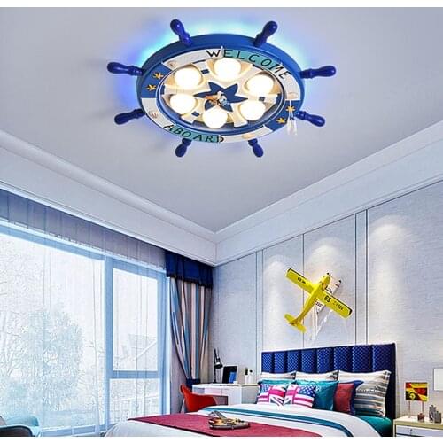 Mediterranean sea rudder children bedroom decor led lamp ceiling lights for room lamps for living room indoor lighting lamparas