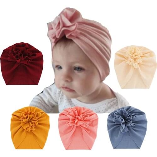 Knot Bow Baby Headbands Toddler Headwraps Baby Flower Turban Hats or Girls Boys Cotton Infant Beanie Cap 1 PC
