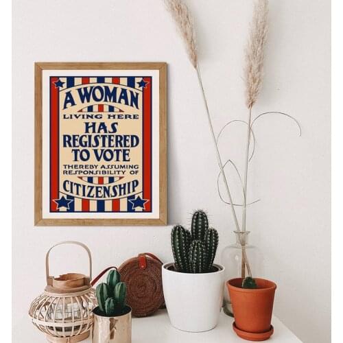 Girl Power Feminist Poster Vintage Votes for Women Art Print Woman Powerful Wall Art Canvas Painting Decoration Womens Day Gifts