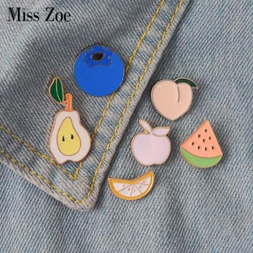Fruit enamel pin Peach pear apple watermelon badge brooch Lapel pin for Denim Jean shirt bag Cartoon Jewelry Gift for kids