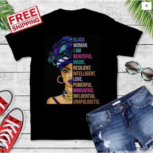 Black Queens Beautiful Magic T-Shirt Summer Women Gift Shirt Proud Melanin History Tees Cotton Tumblr Trendy Tshirt Free Ship