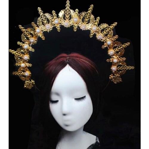 Gothic Lolita Black Rose Devil Feather Wings Goddess Sun Halo Crown Headband Gorgeous Vintage Mary Baroque Tiara Headwear