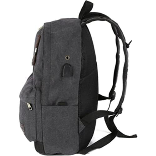 External USB Charge Computer Bag Canvas Backpack Women Travel Waterproof Laptop Backpack Men School Bag Mochila