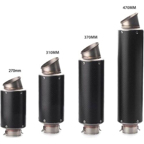 ID: 61mm Universal Motorcycle Exhaust Muffler Real Carbon Fiber Exhaust Escape moto Pipe Motorbike Tail Tube