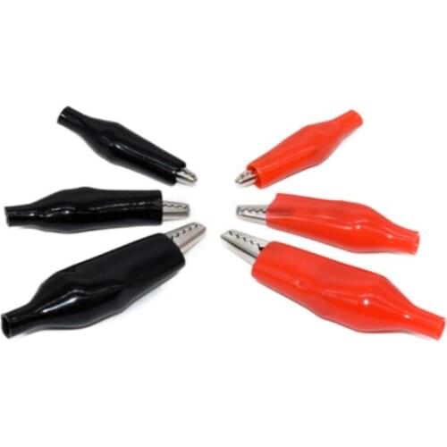 Metal Alligator Clip G98 Crocodile Electrical Clamp Testing Probe Meter Black Red with Plastic Boot Car Auto Battery