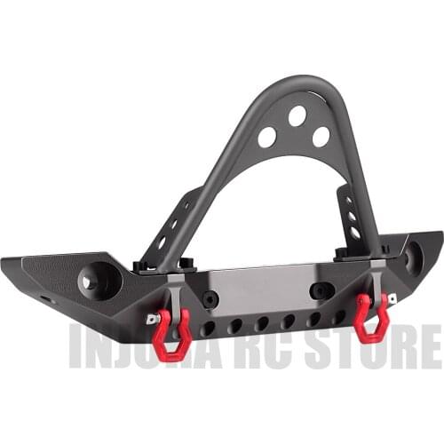 Metal Grey Front Bumper with Light for 1/10 RC Crawler Axial SCX10 & SCX10 II SCX10 III AXI03007 Traxxas TRX-4 Upgrade Parts