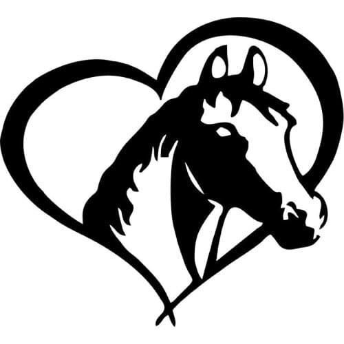 MIGNATIS - Horse Head Inside the Heart Horse Head Sticker Sticking Mural Art Decal For Car Window Loptop Decoration Vinyl sticke