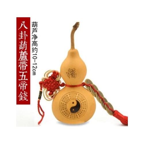 Natural gourd Zhenzhaihua evil gourd five emperors' money ornaments hang pie wholesale 2pcs Decoration real Tibetan Silver Brass