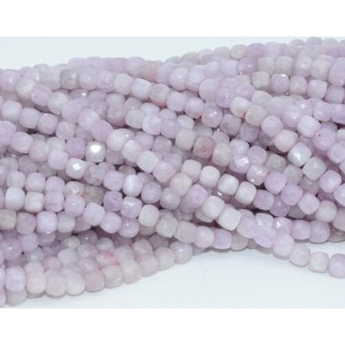 Natural Kunzite Irregular Faceted Cube Beads 4.5mm-4.8mm