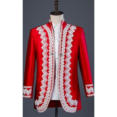 Red 2019 new European court performance clothing prince for mens dress the man studio theme suit