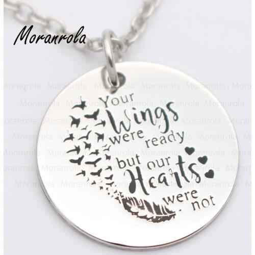 New arried "Your Wings Were Ready But Our Hearts Were Not "Copper necklace Keychain,charm Hand-Stamped Jewelry Grief necklace