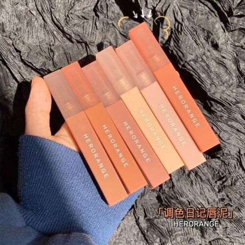 New Color Diary 6 Colors Optional Lip Mud Lip Glaze Student Cheap Velvet Matte Milk Tea Bean Paste Matte Lipstick Lip Makeup