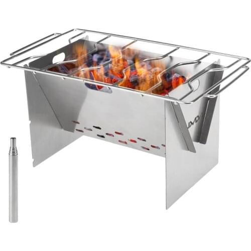 Lixada Camping Stove Folding Stainless Steel BBQ Stove Wood Stove Picnic Backpacking Cooking Hiking Outdoor tourist burner