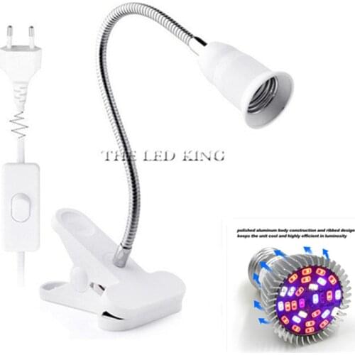 Full Spectrum cfl LED Grow Light Lampada E27 IR UV Indoor Plant Lamp + Holder Clip Flowering Hydroponics System Garden 220V 110V