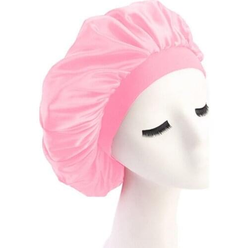 Adjust Hair Styling Cap Waterproof Solid Satin Bonnet Long Hair Care Women Night Sleep Hat Silk Head Wrap Styling Tool Jewelry