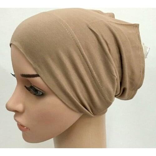 Richkeda Store New 2021 Soft Modal Inner Hijab Caps Muslim Stretch Turban Cap Islamic Underscarf Bonnet Hat Female Headband